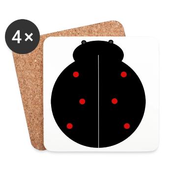 Coccinelle Noire à Points Rouges - Dessous de verre (lot de 4) - blanc - Devant