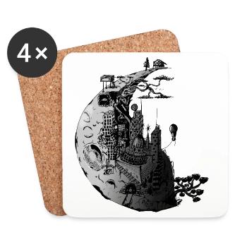 Imaginary lunar city - Coasters (set of 4) - white - Front
