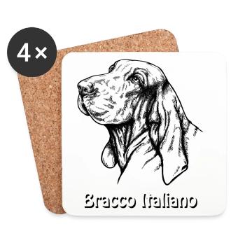 Bracco Italiano Portrait avec texte - Dessous de verre (lot de 4) - blanc - Devant
