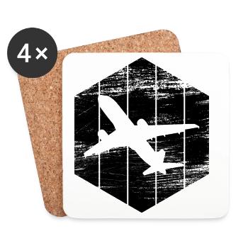 Jetflugzeug Skizze - Untersetzer (4er-Set) - Weiß - Vorne