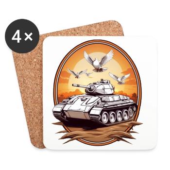 Panzer mit Friedenstauben - Untersetzer (4er-Set) - Weiß - Vorne