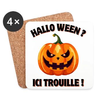 citrouille, halloween, fête d'halloween - Dessous de verre (lot de 4) - blanc - Devant