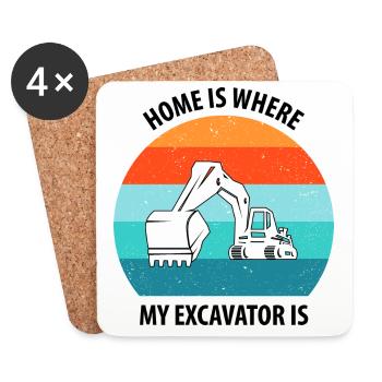 Excavatrice Excavatrice Conducteur Excavatrice Camion - Dessous de verre (lot de 4) - blanc - Devant