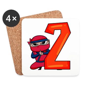 2ème anniversaire garçon 2 ans ninja - Dessous de verre (lot de 4) - blanc - Devant