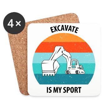 Excavatrice Conducteur d’excavatrice Camion d’excavatrice - Dessous de verre (lot de 4) - blanc - Devant