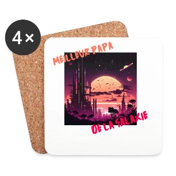 Meilleur Papa Galactique - Dessous de verre (lot de 4) - blanc - Devant