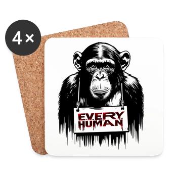 Tous les singes humains | Sauver les animaux - Dessous de verre (lot de 4) - blanc - Devant