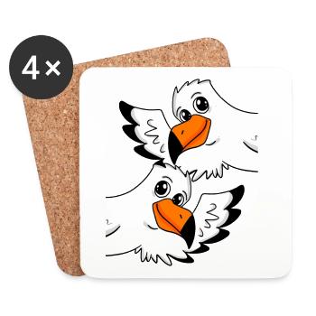 Seagull Greeting Welcome - Coasters (set of 4) - white - Front