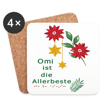 Weihnachten, Omi ist die Allerbeste, Advent - Untersetzer (4er-Set) - Weiß - Vorne