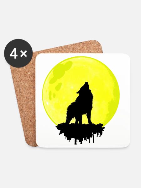 Wolf Moon – Wild Spirit - Untersetzer (4er-Set) - Weiß