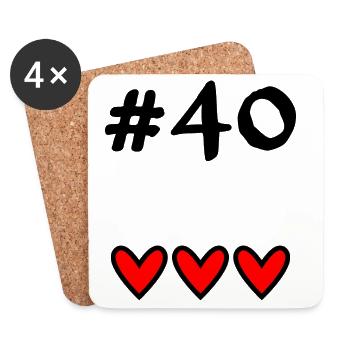 40. 40 ANS. 40e ANNIVERSAIRE. ANNIVERSAIRE 40 ANS. - Dessous de verre (lot de 4) - blanc - Devant