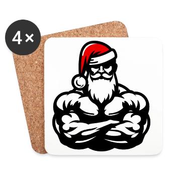 Musculation Noël fitness - Dessous de verre (lot de 4) - blanc - Devant