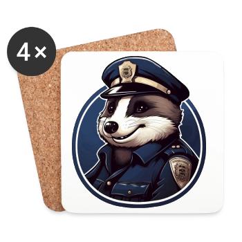 Dachs Polizei - Untersetzer (4er-Set) - Weiß - Vorne