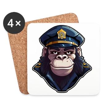 Police des singes - Dessous de verre (lot de 4) - blanc - Devant