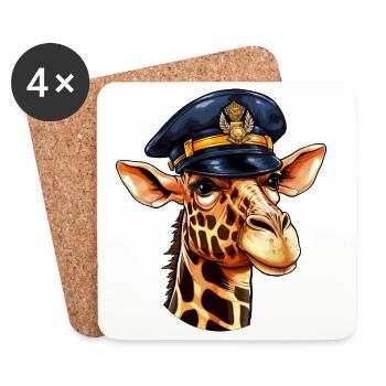 Giraffe Policeman - Coasters (set of 4) - white - Front