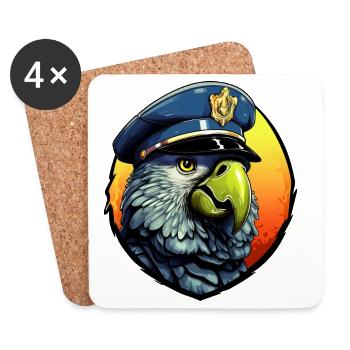 Perroquet de la police - Dessous de verre (lot de 4) - blanc - Devant