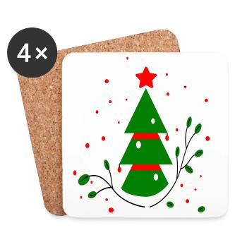 Christmas, Christmas Tree - Coasters (set of 4) - white - Front