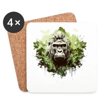 Gorille Jungle Émeraude - Dessous de verre (lot de 4) - blanc - Devant