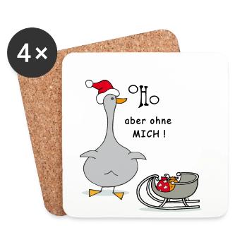 OH HO, Weihnachtsgans - Untersetzer (4er-Set) - Weiß - Vorne