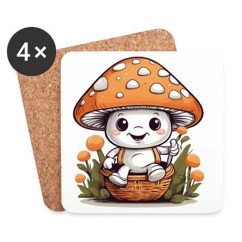Champignon sucré - Dessous de verre (lot de 4) - blanc - Devant