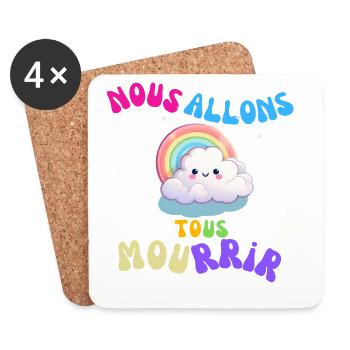 Nuage Arc-en-Ciel Mignon et Mordant - Dessous de verre (lot de 4) - blanc - Devant