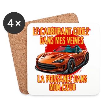 Puissance et Carburant Voiture Rouge - Dessous de verre (lot de 4) - blanc - Devant