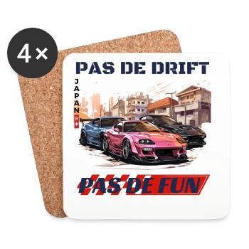 Drift urbain Japonais – Pas de Drift Pas de Fun - Dessous de verre (lot de 4) - blanc - Devant