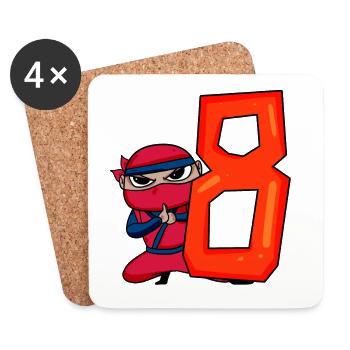 8 ans anniversaire garçon ninja - j’ai 8 - Dessous de verre (lot de 4) - blanc - Devant