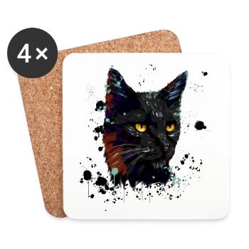 Cat Watercolor - Untersetzer (4er-Set) - Weiß - Vorne