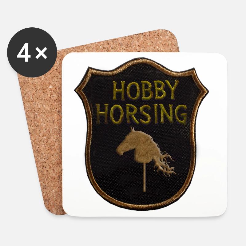 Hobby Horse Horsing Wappen - Untersetzer (4er-Set) - Weiß