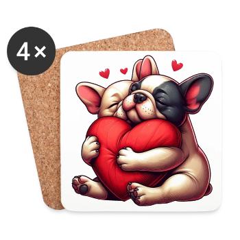 Frenchie Valentinstagsgeschenke - Untersetzer (4er-Set) - Weiß - Vorne