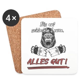 Bis auf schlechte Laune... Alles Gut! - Untersetzer (4er-Set) - Weiß - Vorne