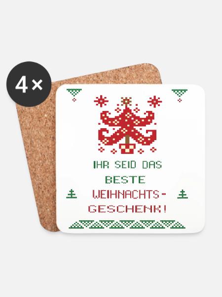 Weihnachten Familie - Untersetzer (4er-Set) - Weiß