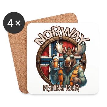 Norway Fishing Tour - Moose - Beer - Moose - Untersetzer (4er-Set) - Weiß - Vorne