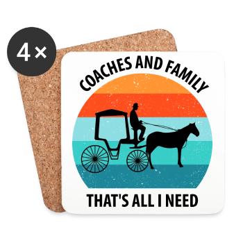 Calèche de cocher Calèche tirée par des chevaux Calèche - Dessous de verre (lot de 4) - blanc - Devant