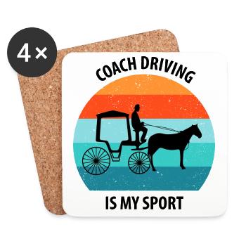 Calèche de cocher Calèche tirée par des chevaux Calèche - Dessous de verre (lot de 4) - blanc - Devant