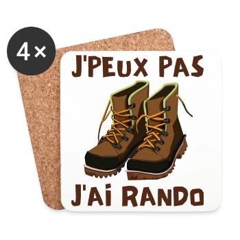 rando, randonnée, randonneur - Dessous de verre (lot de 4) - blanc - Devant