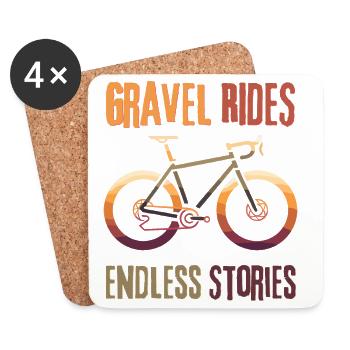 Gravel Bike Rides Endless Stories Tee - Coasters (set of 4) - white - Front