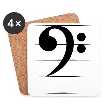 Clé de Basse Guitare Basse Symbole Basse Logo Musique - Dessous de verre (lot de 4) - blanc - Devant