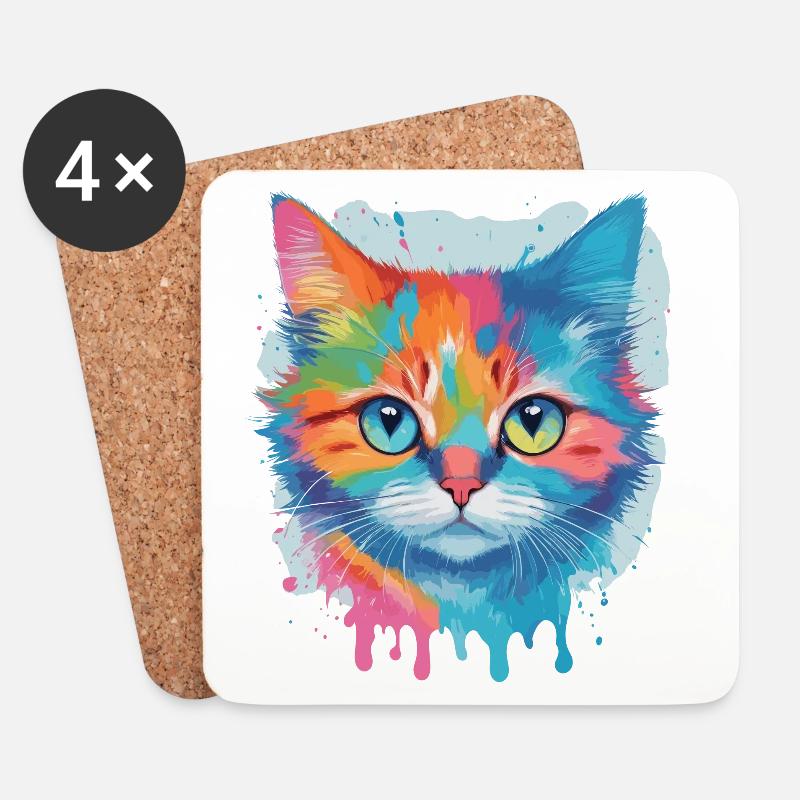 Niedliche Katze - Untersetzer (4er-Set) - Weiß