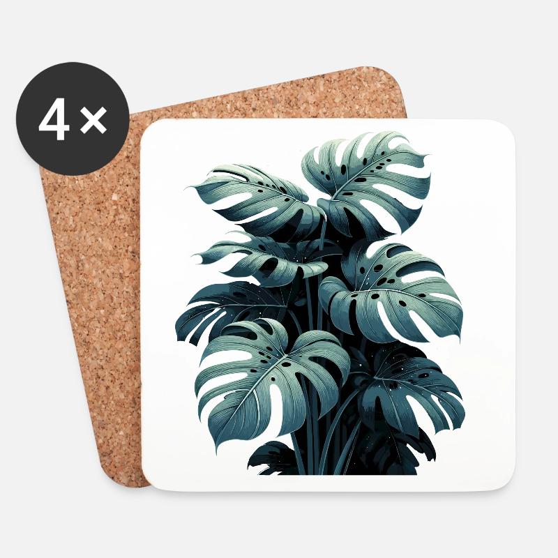 Monstera deliciosa Regenwald Geschenk - Untersetzer (4er-Set) - Weiß