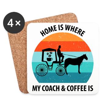 Kutscher Kutsche Pferdekutscher Kaffee - Untersetzer (4er-Set) - Weiß - Vorne