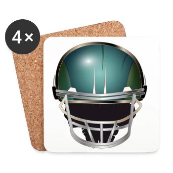 Motif de casque de football pour les fans de football - Dessous de verre (lot de 4) - blanc - Devant