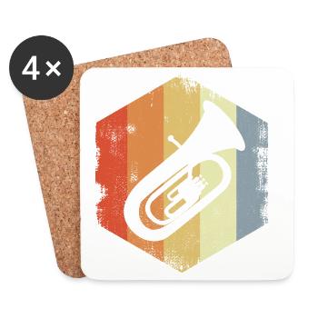 Vintage Tuba Sketch - Coasters (set of 4) - white - Front