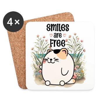 Smiles are Free - Untersetzer (4er-Set) - Weiß - Vorne