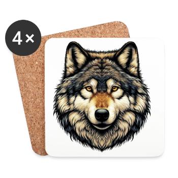Loup - Dessous de verre (lot de 4) - blanc - Devant