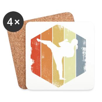 Karate Girl Drawing - Coasters (set of 4) - white - Front