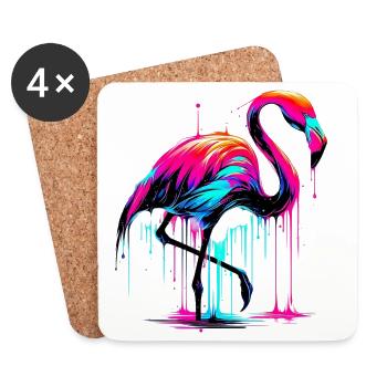 Pink Flamingo - Coasters (set of 4) - white - Front