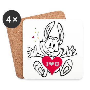 I love you heart - Coasters (set of 4) - white - Front