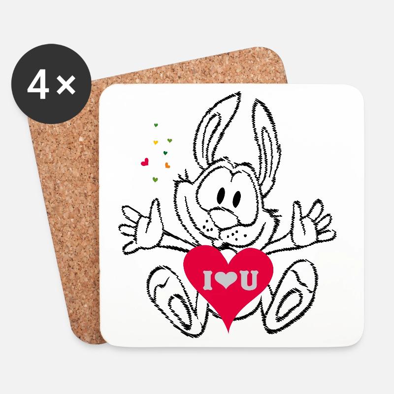 i love you Herz - Untersetzer (4er-Set) - Weiß